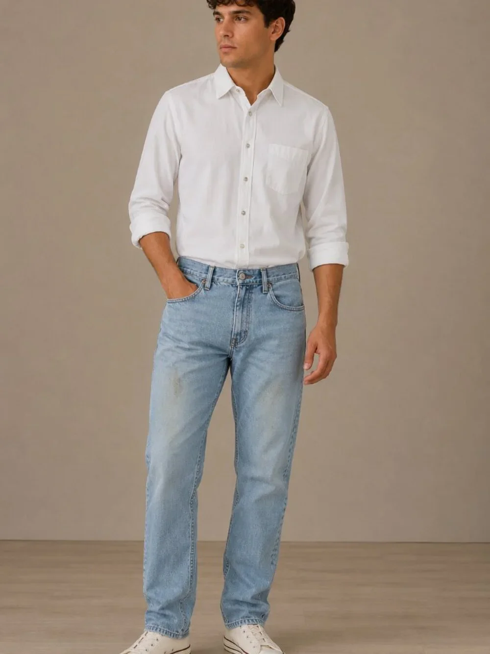 Levi's 505 Regular Fit Jeans Light Wash Straight Leg W36 L32